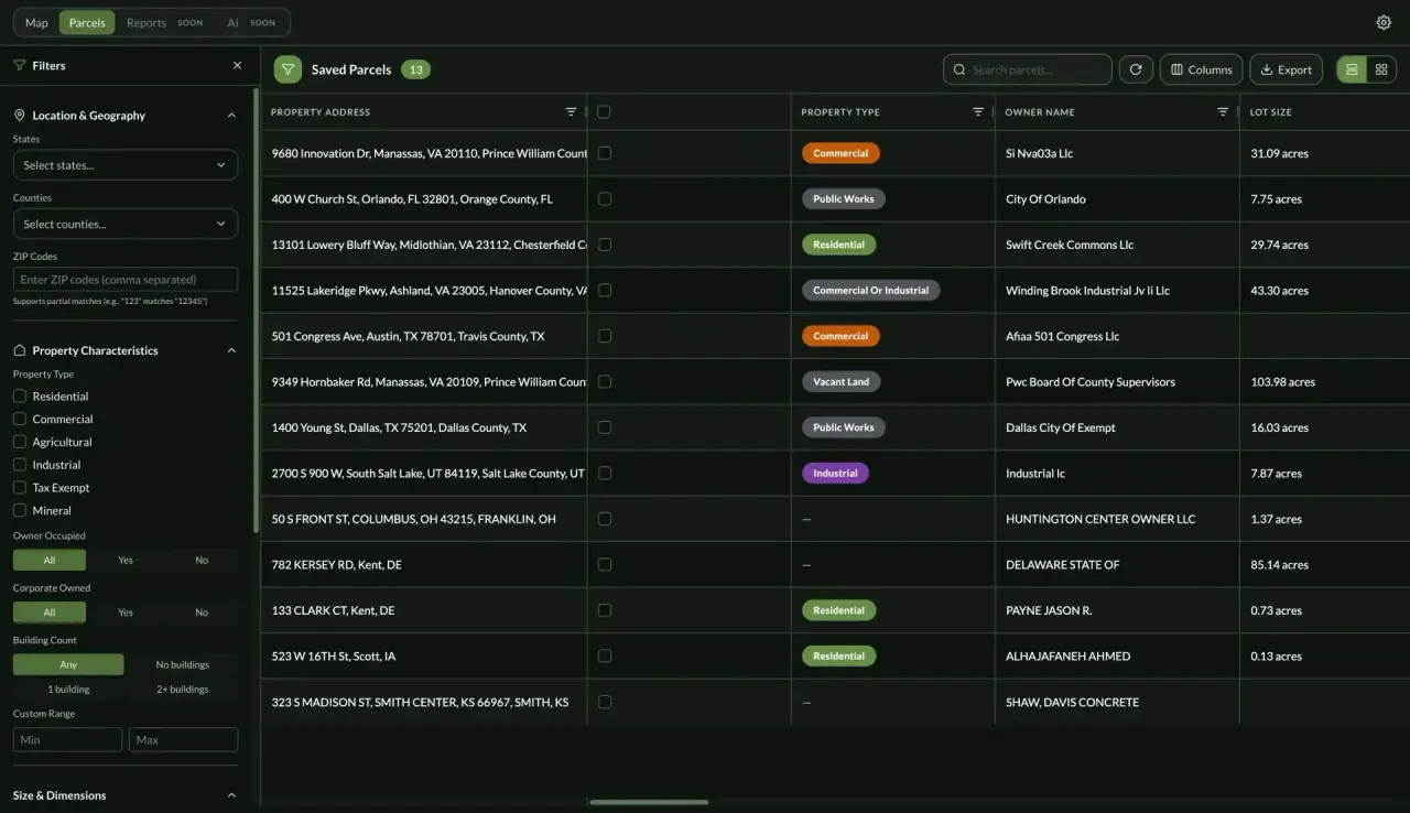 Real estate portfolio management and data export